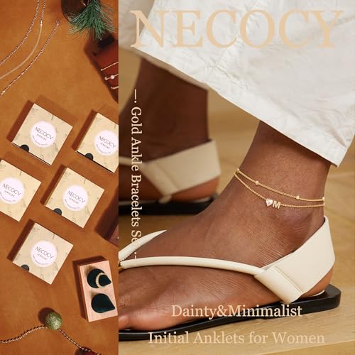 NECOCY Initial Heart Diamond Anklets for Women Waterproof, Non Tarnish 14k Gold Plated Letter Ankle Bracelets Dainty, Summer Beach Bikini Jewelry Gifts for Women - color: Gold
