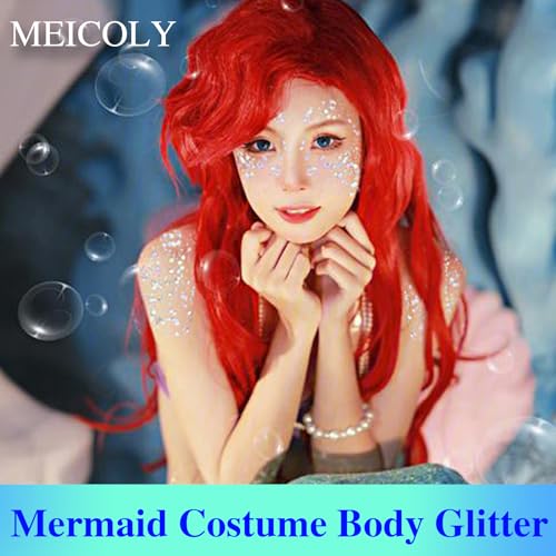 MEICOLY Chameleon Iridescent White Body Glitter,Holographic Face Glitter Paint Ice Themed Aerial Performance,Self-Adhesive Color Changing Mermaid Hair Glitter,Opal Glitter for Hair,Festival Party - color: chameleon iridescent white body glitter