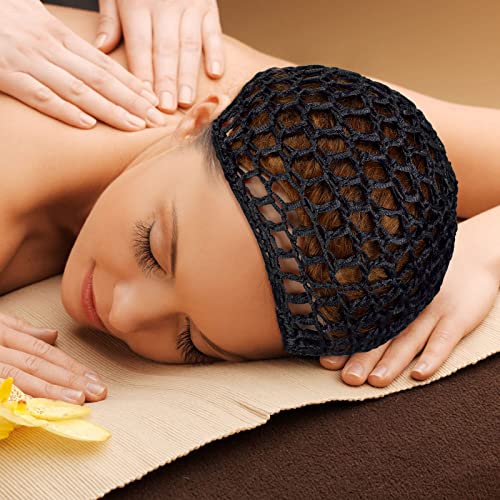 Geyoga 4 Pieces Mesh Crochet Hair Net Rayon Knit Snood Hat Thick Short Women Hairnet Snoods Cover Ornament for Sleeping (Black, Pink) - color: Black, Pink