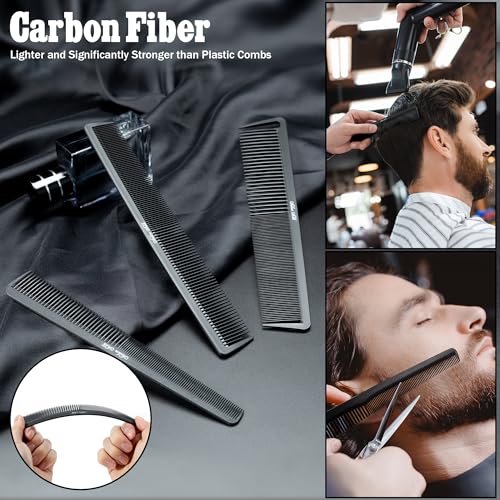 SALONSILK 13PCS Hair Cutting Shaving Brush and Comb Set, Professional Barber Combs for Hair Stylist, Premium Grade Barber Brush Neck Duster, Fading Comb Barber Clipper Comb - color: Hair Dressing Brown