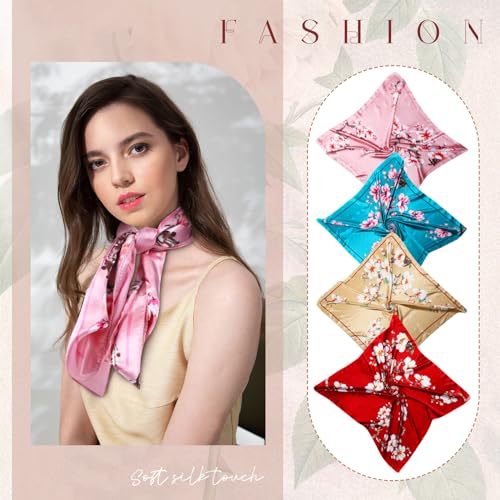 Hicarer 12 Pcs 35 Inch Satin Head Scarf Square Silk Like Neck Scarf Large Hair Scarf Silk Lightweight Hair Wrapping for Women - color: Bohemian Floral Style