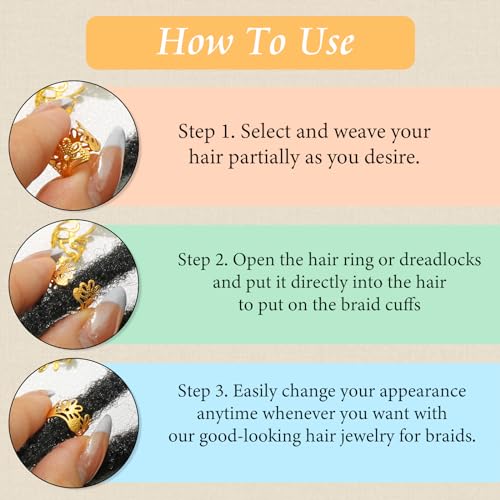 40PCS Hair Jewelry for Braids Gold&Silver Hair Cuffs Adjustable Braid Jewelry Non-Piercing Ear Clips Multi Style Loc Dreadlock Accessories for Women and Girls - color: Gold&Silver