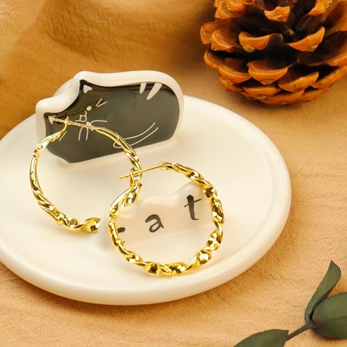 ToHeart Gold Hoop Earrings for Women Twist Hoop Earrings Gold Plated - style: Hoop Earrings J