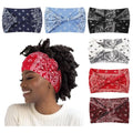 Artilady Wide Bandana Headbands for Women-Boho Bandeau Head Band Bohemian Paisley Red Headwrap Soft Athletic Elastic Sweat Non Slip Hair Bands for Curly Hair Accessories 6 PCS - color: Pattern