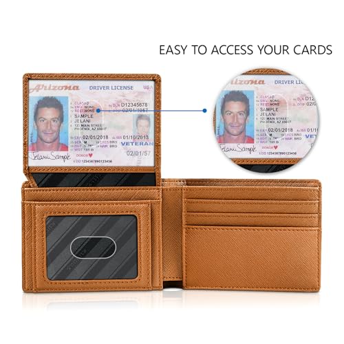 RUNBOX Wallet for Men -Slim Rfid Leather Mens Bifold Novelty Wallets 2 ID Window With Gift Box Men's Accessories | Slim - color: A Brown