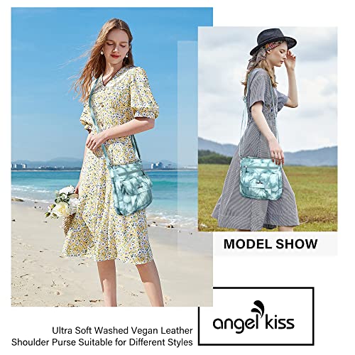 Angelkiss Small Womens Crossbody Bag Leather Shoulder Purse for Women Hobo Bag with Adjustable Shoulder Strap - color: 10green