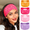Urieo Rhinestones Headband Wide Glitter Headbands for Women (Pink) - color: Pink