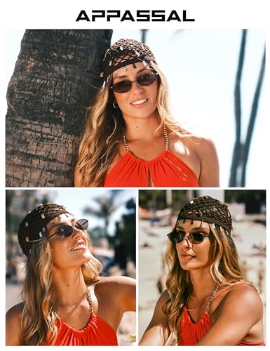 Appassal Retro Oval Sunglasses for Women Mens with Spring Hinge Sunnies AP3696 - color: C11 Black / Brown