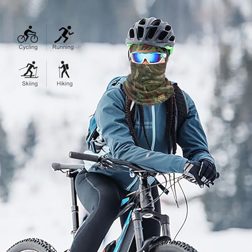 WK IEASON Winter Thermal Fleece Hat Scarf Set for Men Women Warm Windproof Cap Neck Warmer Fleece Beanie Scarf Set for Skiing - color: Army Green