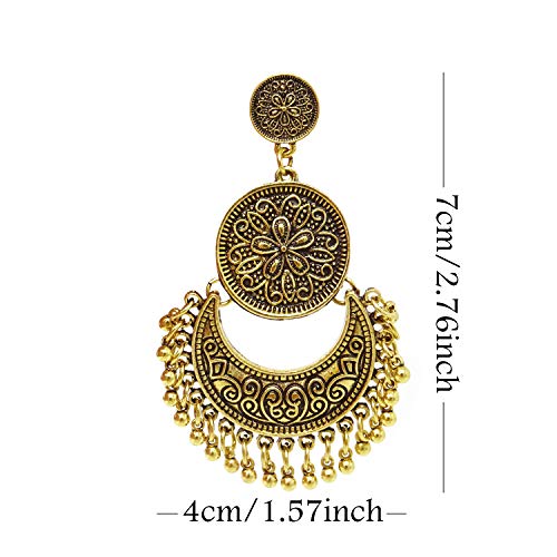 Honbay Bohemian Fashion Earrings National Style Retro Earrings Gypsy Dangle Earrings - color: Vintage Gold