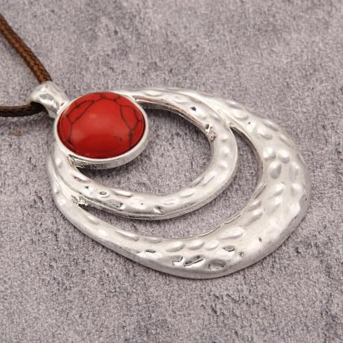 Chunky Necklace for Women Boho Pendant Necklace Statement Western Choker Necklaces for Women Vintage Bohemian Jewelry - style: Boho Style Long Necklace