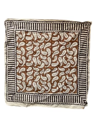 Handblock Printed Cotton Bandana for Men & Women | Paisley Motif | Traditional Indian Print | Soft & Breathable Neck Scarf