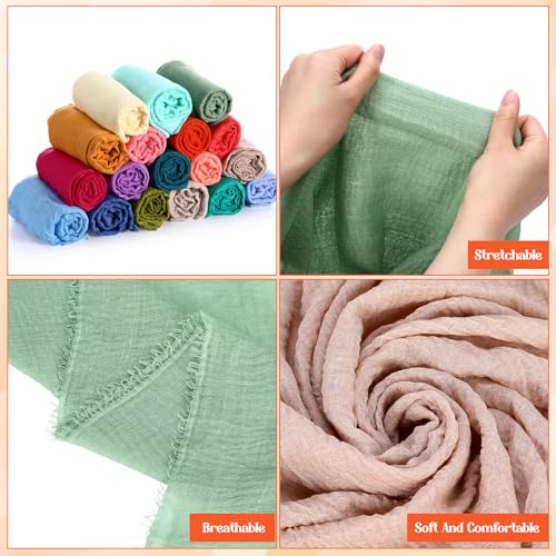 Yahenda 18 Picees Women Scarfs Shawl Hijab Soft Cotton Hemp Long Scarf Head Wraps for Women, 27 x 69 Inches - color: Fresh Color