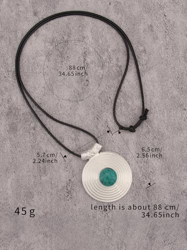 Chunky Necklace for Women Boho Pendant Necklace Statement Western Choker Necklaces for Women Vintage Bohemian Jewelry - style: Large Pendant Necklace