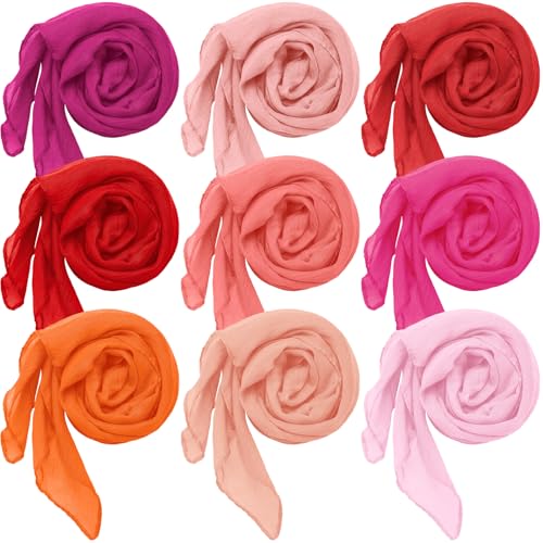 Patelai 9 Pieces Women's Cotton Scarves Lady Light Soft Fashion Solid Scarf Wrap Shawl, Candy Color - color: Charming