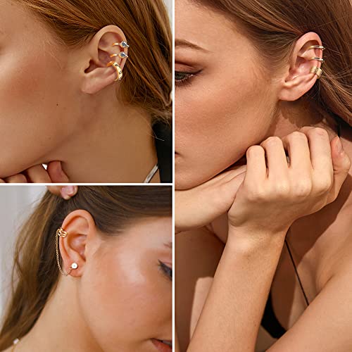 Dochais Ear Cuff Helix Cartilage Clip on Earrings Ear Cartilage Clip on Wrap Earrings Ear Cuffs for Women Men Non Piercing Ear Piercing Fake Earrings Set(Gold/Silver) - style: B-73 Pcs(Gold/Silver/Black)