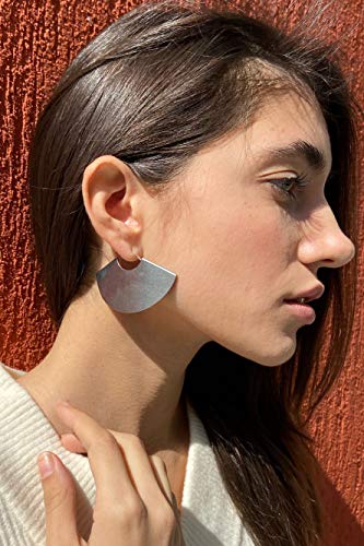 Lightweight Boho Bohemian Fan Earrings for Women Geometric Dangle Drop Half Round African Tribal Ethnic Jewelry - color: Metallic 2.5"x 1.5"