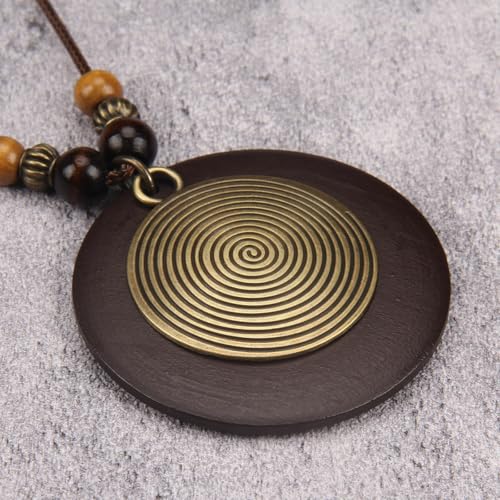 Bohemian Necklaces for Women Long Leather Necklace with Large Pendant Chunky Boho Hippie Jewelry Pendant Chocker Necklace - style: Bohemian Pendant Necklace