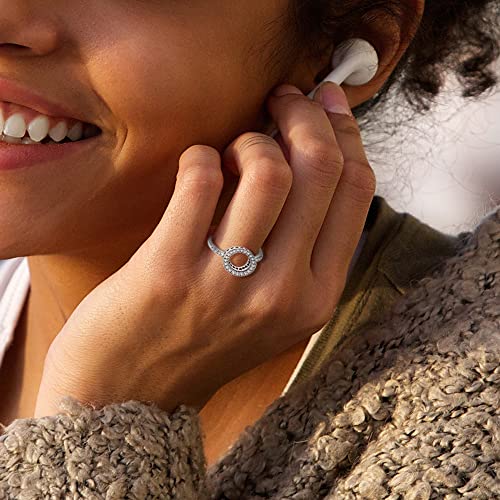 KUNSIR 925 Sterling Silver Rings Classic Cubic Zirconia Eternity Promise Statement Anniversary Wedding Bands Engagement Rings for Women Infinity Forever Love Ring Size 7-9 - style: With round Ring