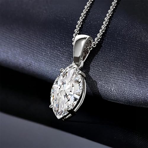 Marquise Cut CZ Solitaire Pendant Necklace in Sterling Silver, Marquise Cut Diamond Necklaces for Women, Bridal Jewelry Gifts for her BFF - color: Sterling Silver