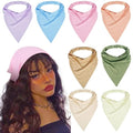 WOVOWOVO 8 Pcs Hair Scarf Headband for Women Girls Non Slip Elastic Boho Triangle Head Scarf Bandana - color: Breeze Apricot