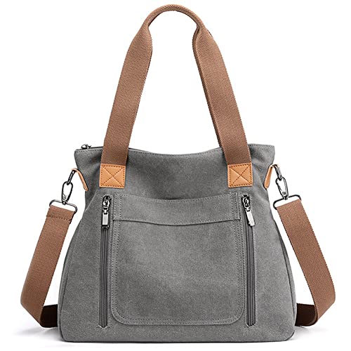 Canvas Handbag Multi-Color Striped Lattice Cross Body Shoulder Purse Bag Tote-Handbag for Women | Striped - style: Multi Color Grey
