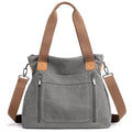 Canvas Handbag Multi-Color Striped Lattice Cross Body Shoulder Purse Bag Tote-Handbag for Women | Striped - style: Multi Color Grey