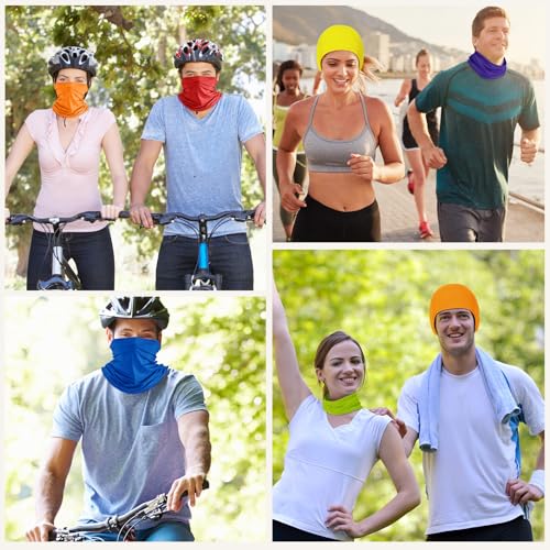 Geyoga 6 Pieces Summer UV Protection Cooling Neck Gaiter Face Clothing Neck Gaiter Mask Scarf Sunscreen Breathable Bandana - color: Bright Colors