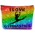 Cute Makeup Bag for Purse Canvas Waterproof Funny Cosmetic Bags for Women Zipper Travel Toiletry Pouch-I Love Gymnastics Makeup Bags-Glitter - color: Glitter I Love Gymnastics Makeup Bags