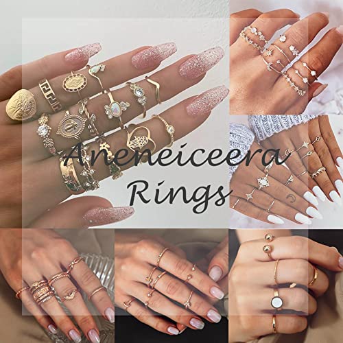 Boho Knuckle Rings Gold Finger Rings Set Stacking Retro Joint Rings Vintage Midi Rings 5 Piece Set for Women
