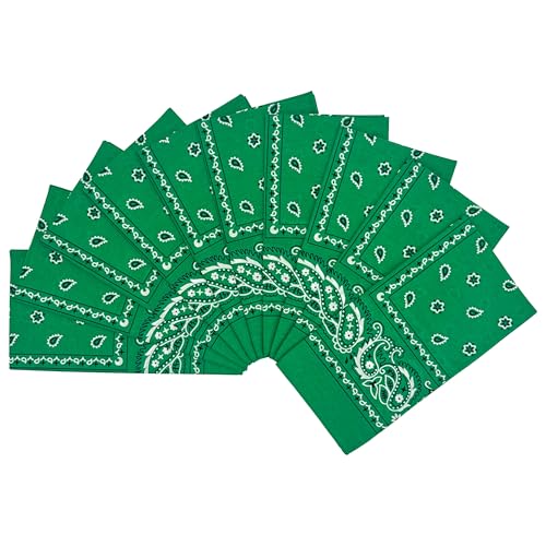 Vamqor 100% Cotton 10 Pack Fine Bandanas - color: Green