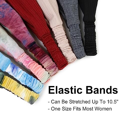 Huachi Boho Headbands for Women - Tie Dye Soft Elastic Turban Hair Wraps, Summer Hair Accessories for Girls - color: Tie Dye Plus Solid Colors