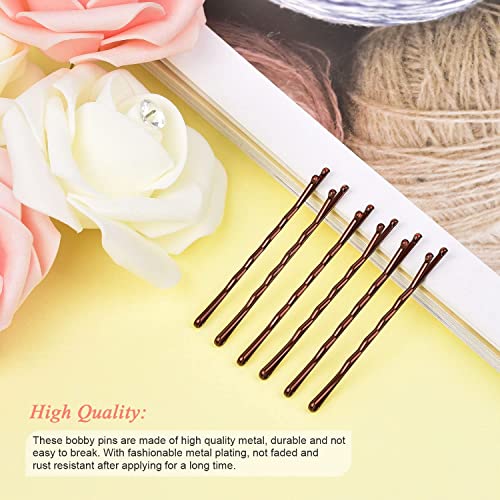 MORGLES 2 Inches Brown Bobby Pins Bulk, 120PCS Brown Hair Pins with Box for Women Girls - color: Brown（2inch)