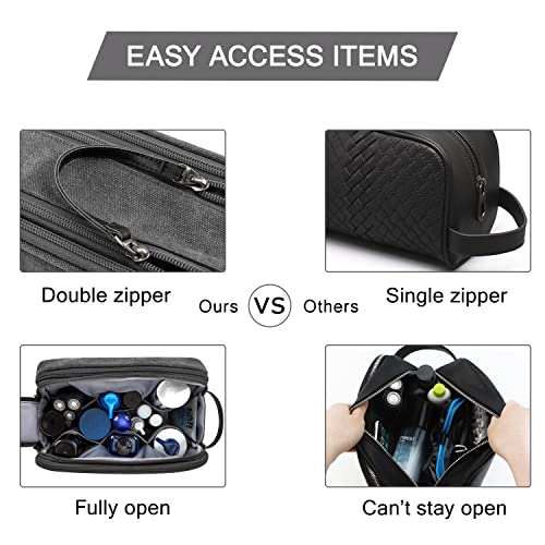 BAGSMART Toiletry Bag for Men, Canvas Travel Toiletry Organizer Dopp Kit Water-resistant Shaving Bag for Toiletries Accessories,Black-Large - color: Black, size: Large