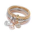 Alegend Titanium Steel (Not Rust, Resist Corruption, Easily Clean) 18K Gold Plated Single Bracelets + 14K Gold Plated Stackable Multilayer Bracelets - style: 14KGold Heart-Shaped Diamond-Inlaid