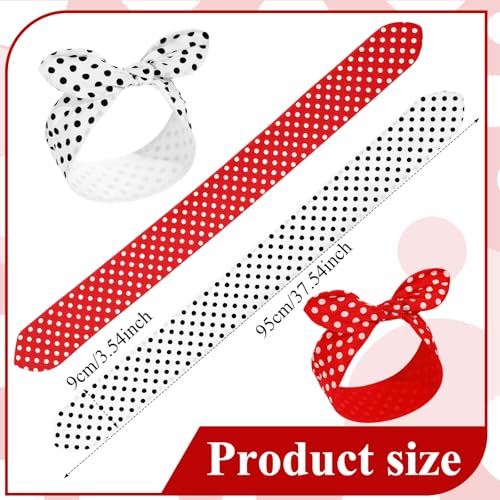Hicarer 2 Pieces Polka Dot Headband Bandana Headband 50s Costume Hair Accessories Bows Wide Head Wrap for Women(Red, White,Big Dots) - color: Red, White, style: Big Dots
