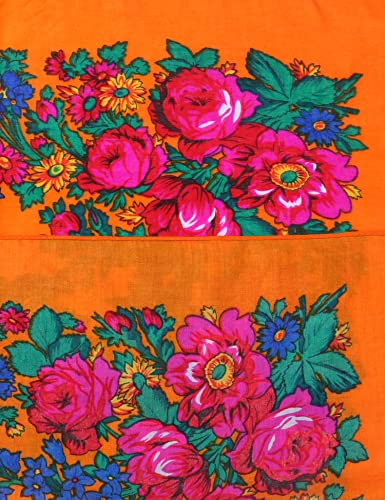 MJ SERECA Acrylic Bandana Printed Hair Scarf Square Ukrainian Head Scarf Floral Babushka Neck Scarf for Women 30"/42"/60" - color: 1 Pack-c 60"