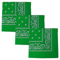 Motique Accessories Set of 3 Paisley Bandanas – 100% Cotton 22 Inch Head Scarf Neck Bandana Face Cover - color: Kelly Green