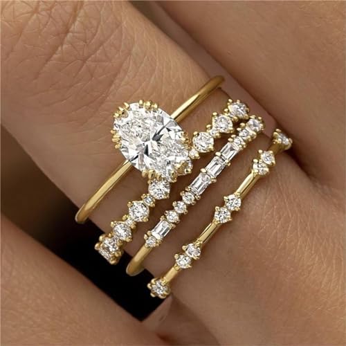 Otxas Dainty Rings for Womem Stackable Ring for Women Size 6-11 Wedding Rings - color: G-4pcs, size: 7
