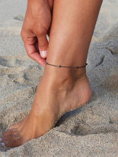FindChic Stainless Steel Ankle Bracelets for Women, Waterproof Figaro/Cuban/Box/Beaded Chain Anklets, Summer Beach Foot Jewelry, 8.5''-10.5'' Adjustable Length, with Gift Box - style: Modern