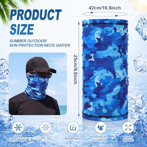Geyoga 6 Pieces Summer UV Protection Cooling Neck Gaiter Face Clothing Neck Gaiter Mask Scarf Sunscreen Breathable Bandana - color: Camouflage Colors