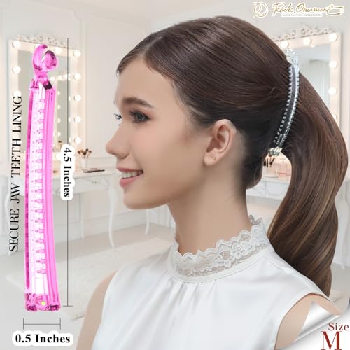 RC ROCHE 6 Pcs Banana Hair Clip Thin Hair Fine Ponytail Maker No Slip Small Claw for Women Secure Grip Jaw Clamp Cute Strong, Medium Transparent Multicolor - color: Transparent