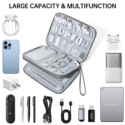 CILLA Electronics Organizer Travel, Travel Cord Organizer Case, Compact Electronics Accessories Bag for Cable, Cord, Charger, Phone - color: Dary Grey