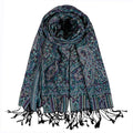 AUSEKALY Pashmina Feel Shawls Wraps for Women Rave Scarf Soft Silky Reversible Men Scarves - color: Black Green Purple