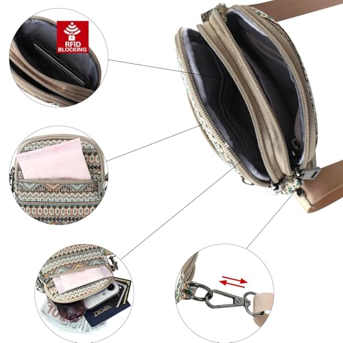 RFID Crossbody Bags For Women Travel, Small Cell Phone Purse - color: Geometry/Jacquard