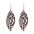 Large Genuine Soft leaf Leather Handmade Fringe Tassel Feather Lightweight Tear Drop Dangle Color Earrings for Women - color: Cow Print