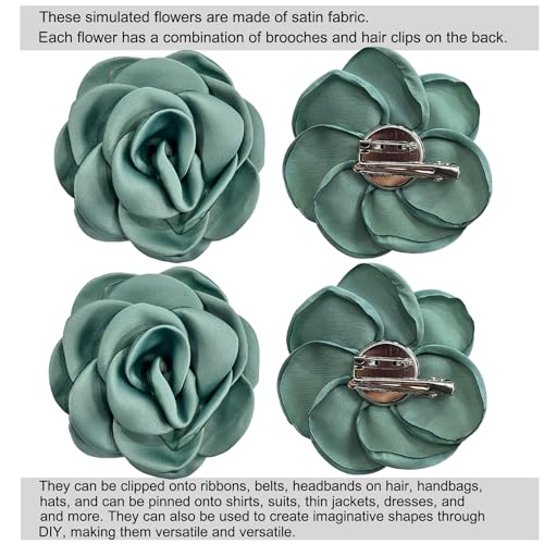 Sanrich Women's Brooches 4pcs Rose Flower Hair Clip Mexican Hair Flowers Clips Hairpin Brooch Tea Party Hats Headpieces (aqua blue) - color: aqua blue