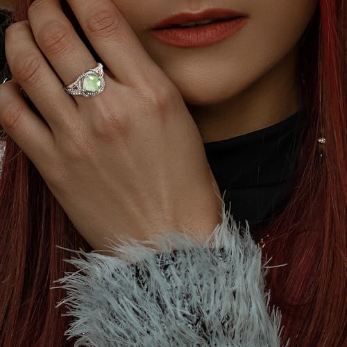 Designer Cubic Zirconia Statement Ring Antique Twisted Cable Wire Rings for Women Fashion Jewelry Gift - color: Green