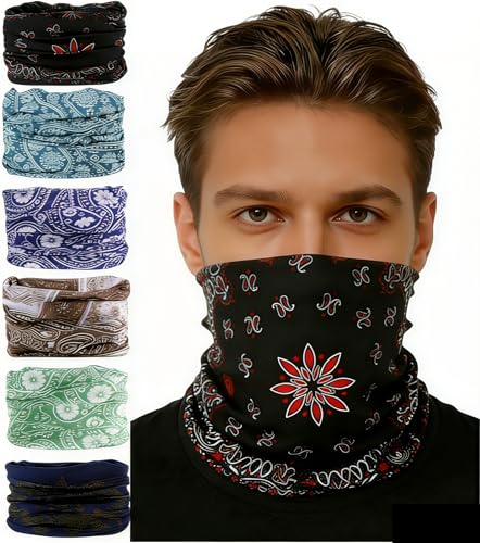 KINREE 6PCS Outdoor Magic Scarf, Elastic Headbands, Headscarves, Headwear, Mask - color: Elegant Paisley
