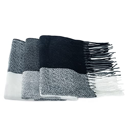 Loritta Womens Scarf Fashion Long Plaid Shawls Wraps Big Grid Winter Warm Lattice Large Scarves Gifts - color: Q-dark Grey White Lattice